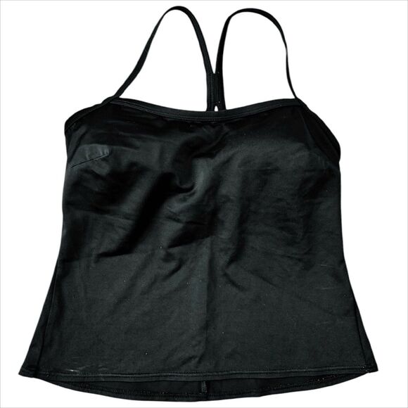 Lands End Black Tankini Swim Top Size 12 Long Racerback Swimsuit Bathing Suit - Picture 1 of 5